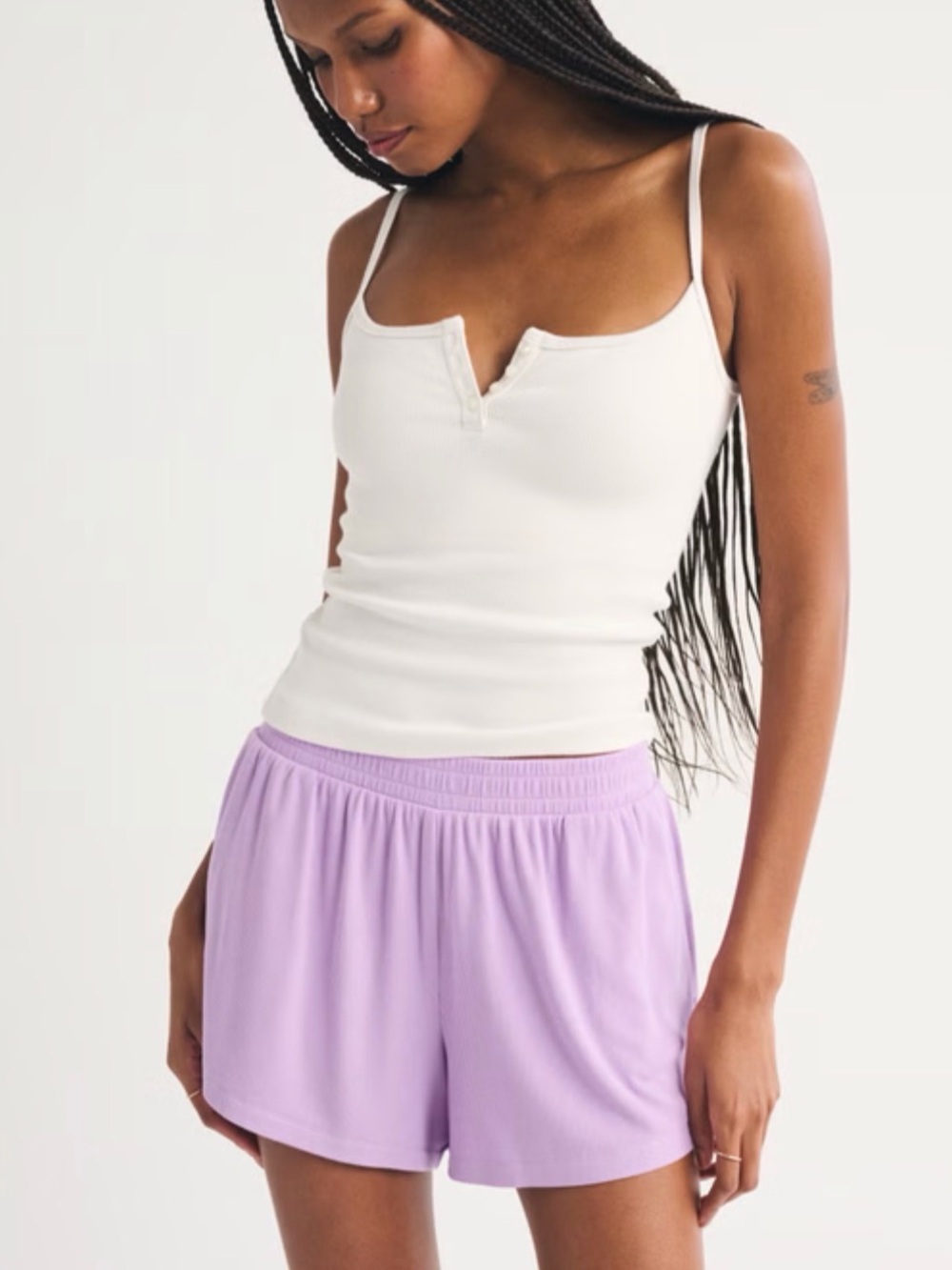 Abercrombie & Fitch High Rise Lounge Short, Purple, Size S